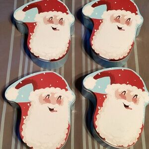 Set of 4 Santa Claus Holiday Tins - Red, White and baby blue